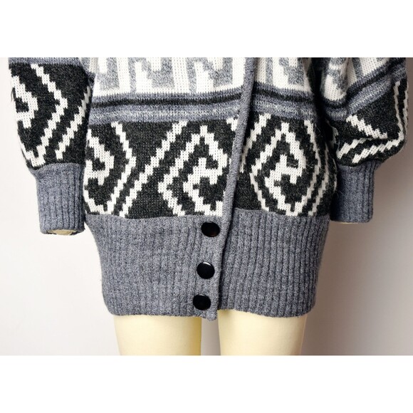 1980s Cardigan Size Large 80s Southwestern Style Sweater Asymmetrical Cardigan - Picture 7 of 10